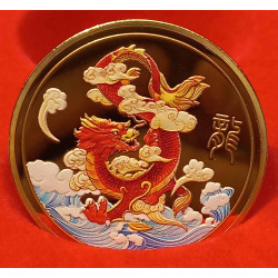 Year Of The Dragon Commemorative Coin Golden 1.25 Diameter