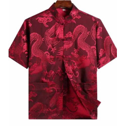 TANGZHUANG (TANG SUIT) With Printed Dragon Red